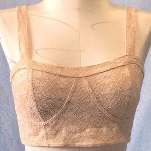 Free People Cream & Silver Lace Bustier Size S/P